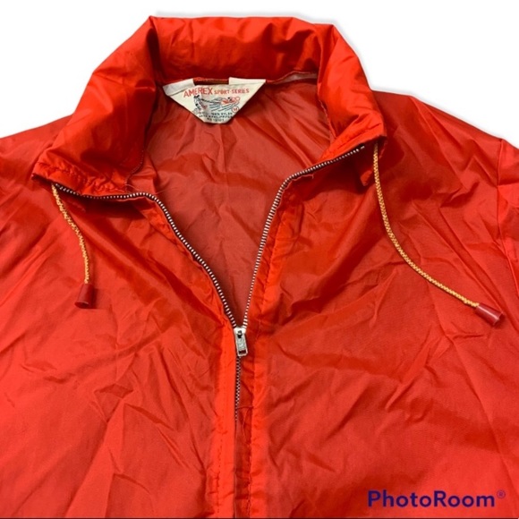 Vintage Single Stitch Men's Red Nylon Windbreaker Jacket by AMEREX Sport-Series - Picture 12 of 15